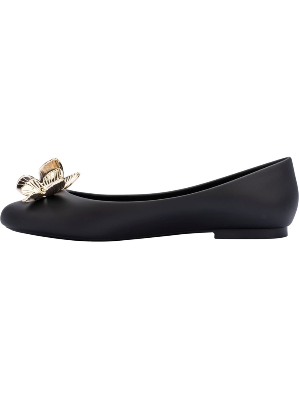 Melissa Doll XIX Women's Black PVC Ballet Flats with Gold Butterflies  8 NEW - Picture 8 of 11